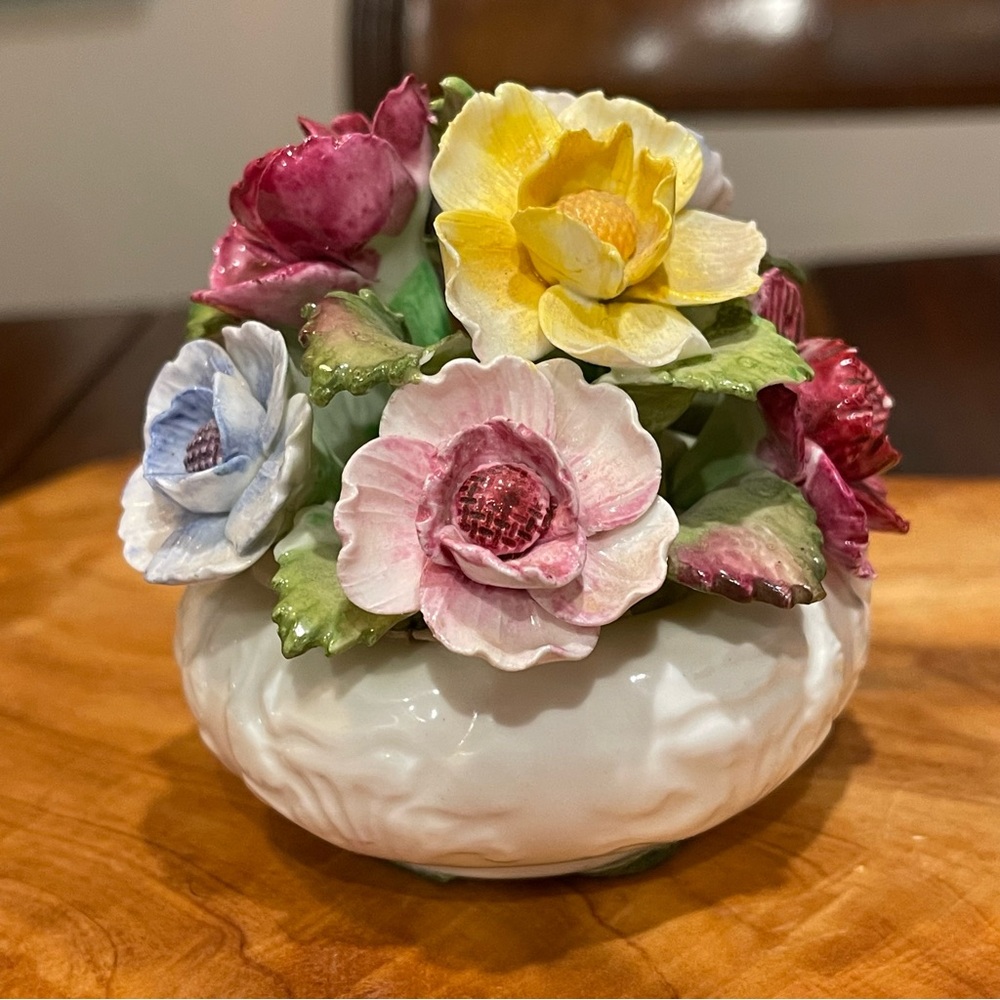 Vintage Aynsley Fine Bone China England Hand Painted Flower Basket Bouquet